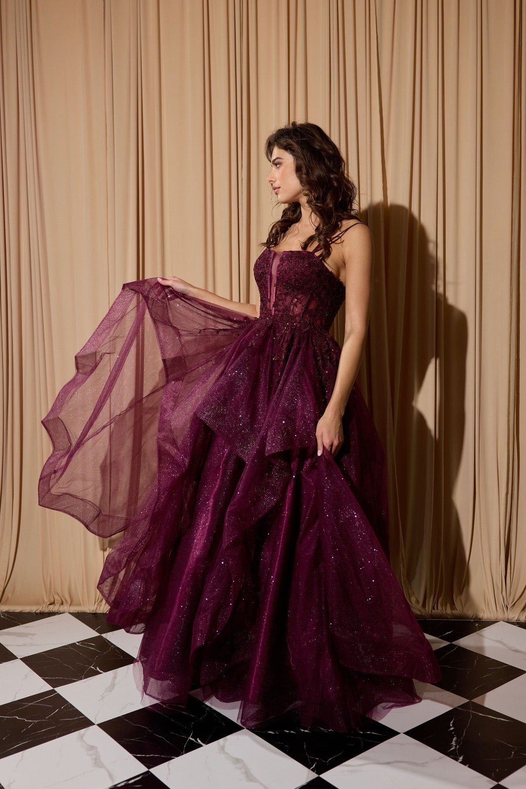 Midnight Plum Tulle Ball Gown